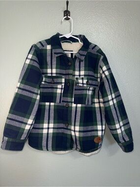 Outdoor Kids Plaid Button-Up Sherpa Lined Shirt Medium